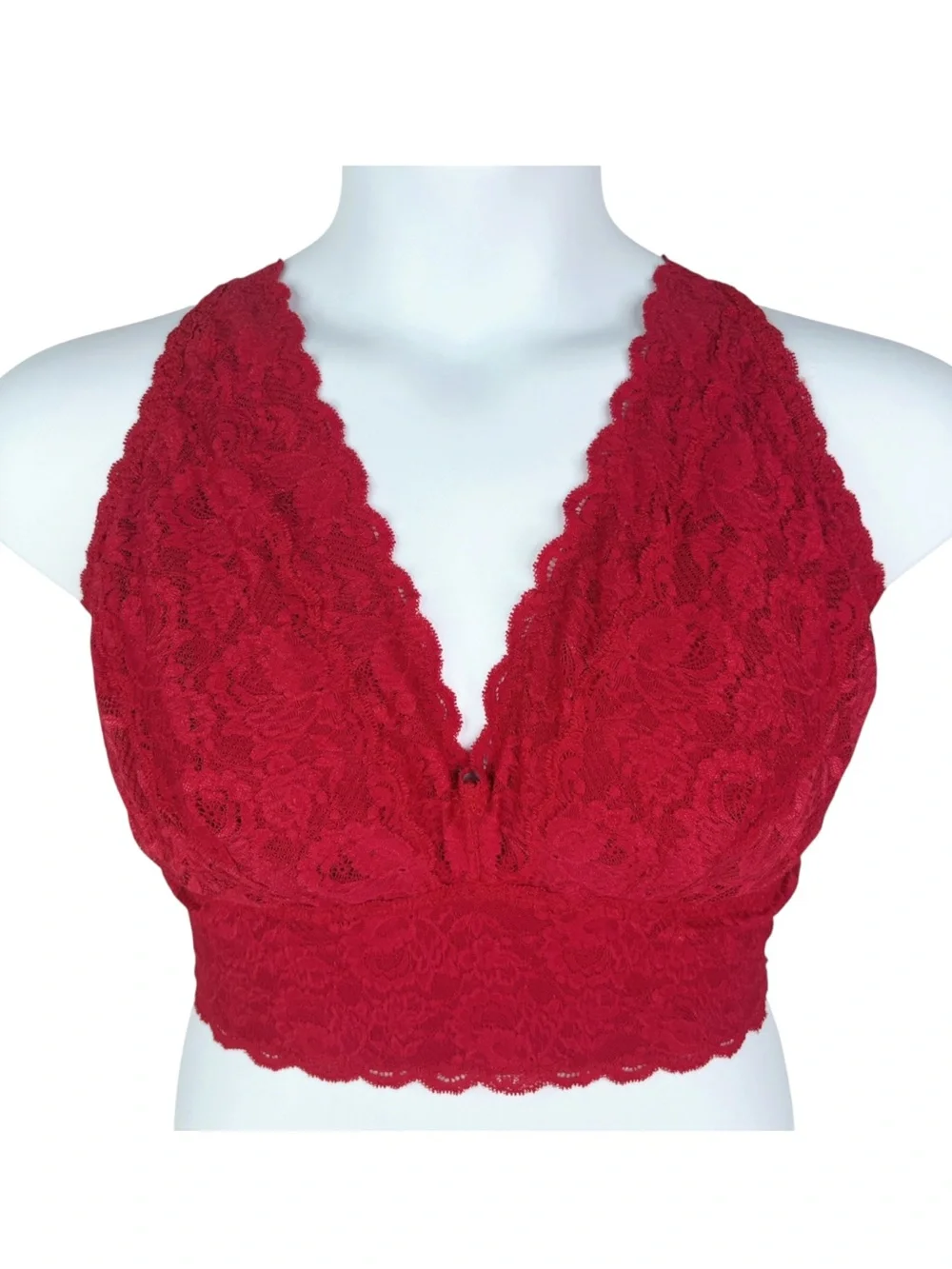 Cosabella Never Say Never Curvy Plungie Longline Bralette sz XL * Crimson Red